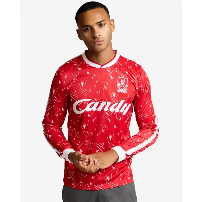 Liverpool Football Kits Shop - LFC Retro Adults 89/91 Candy Long Sleeve Home Shirt Official Liverpool Third Kits & Football Shirts