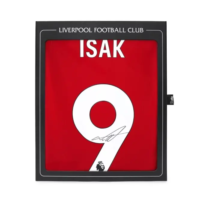 Liverpool Football Kits Shop - LFC Signed 25/26 Isak Boxed Shirt Official Liverpool Third Kits & Football Shirts