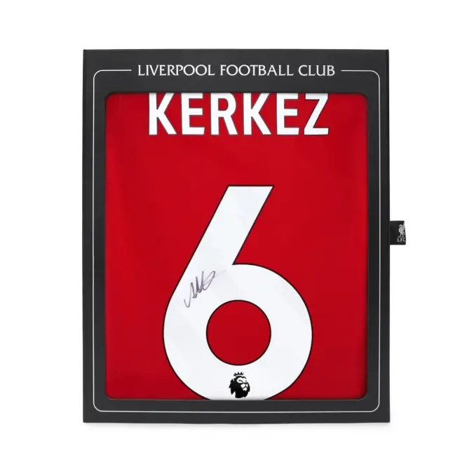 Liverpool Football Kits Shop - LFC Signed 25/26 Kerkez Boxed Shirt Official Liverpool Third Kits & Football Shirts